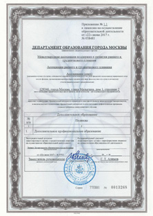 Лицензия на осуществление образовательной деятельности (приложение)